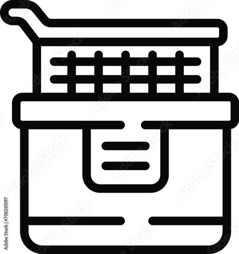Steel basket icon outline vector. Fry bakery. Cooking diet grill