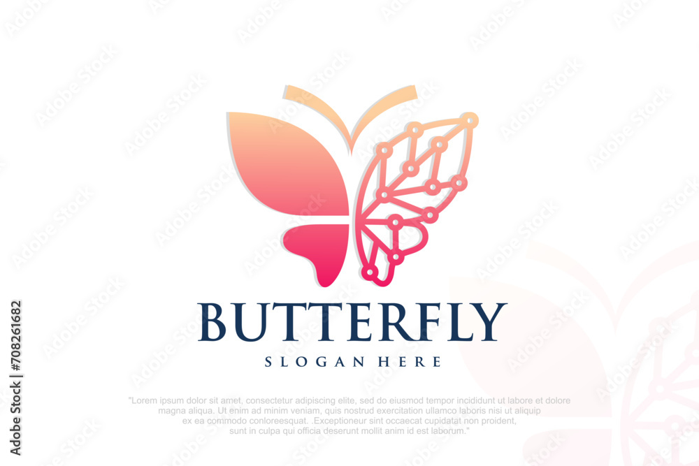 Abstract butterfly gradient logo design template . Vector illustration . Abstract butterfly gradient logo design template . Vector illustration .