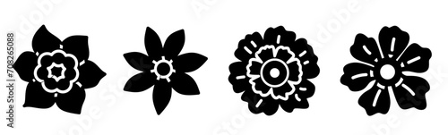 Flower icon collection. Stock vector illustration.