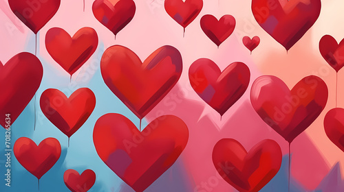 Vibrant Valentine's Day background with red hearts