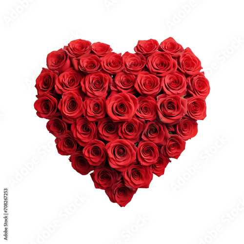 Red roses heart on transparent background