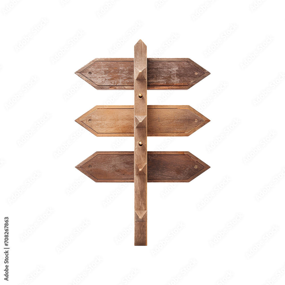 wooden direction sign on transparent background wooden direction sign on transparent background