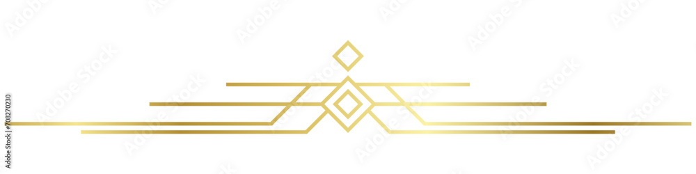 Luxurious golden art deco lines retro decorative labels dividing lines