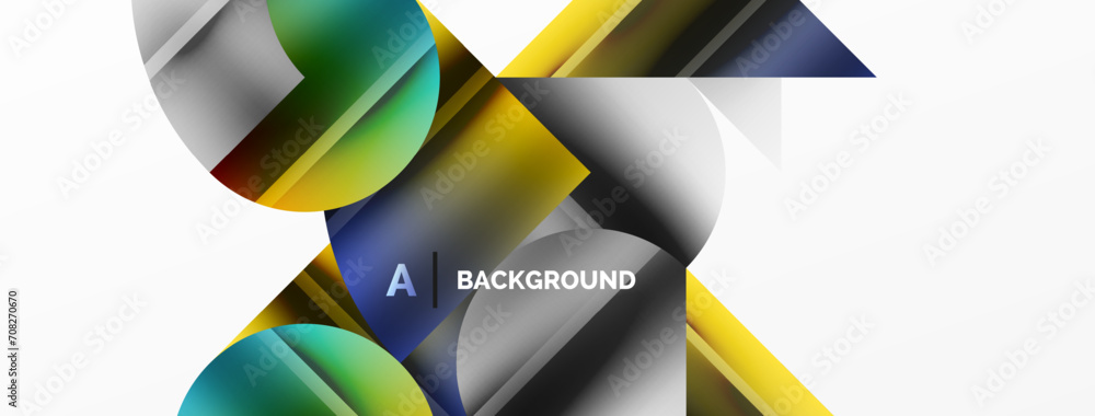Minimalistic elegance shines through in this metallic background, showcasing composition of circles and triangles, creating geometric masterpiece Minimalistic elegance shines through in this metallic background, showcasing composition of circles and triangles, creating geometric masterpiece