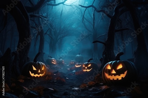 halloween background with pumpkin and bats 