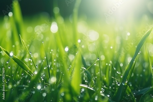 green grass with dew 