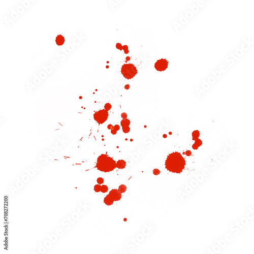 Isolated red paint blood splatter overly