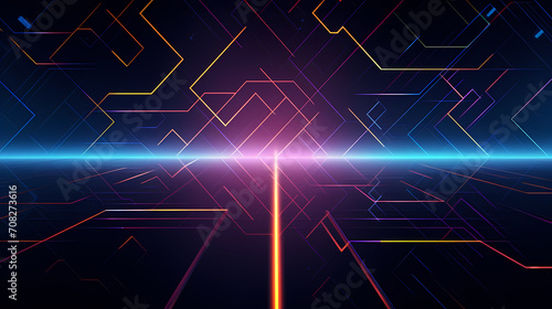 3D rendering, abstract geometric background, futuristic technology lines background and light effects