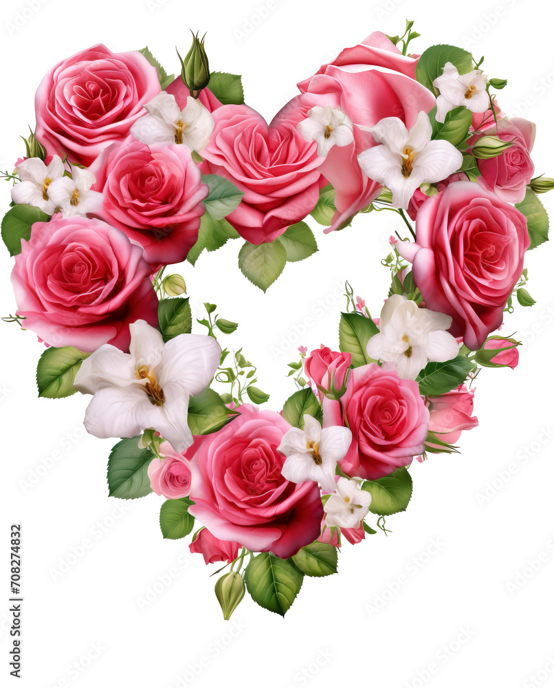 Heart of roses isolated on transparent background. PNG