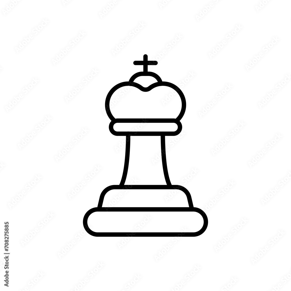 Chess king outline icons, minimalist vector illustration ,simple transparent graphic element .Isolated on white background