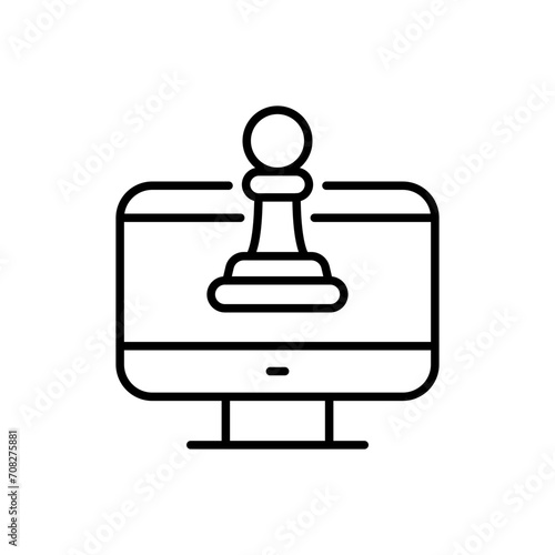 Online chess outline icons, minimalist vector illustration ,simple transparent graphic element .Isolated on white background