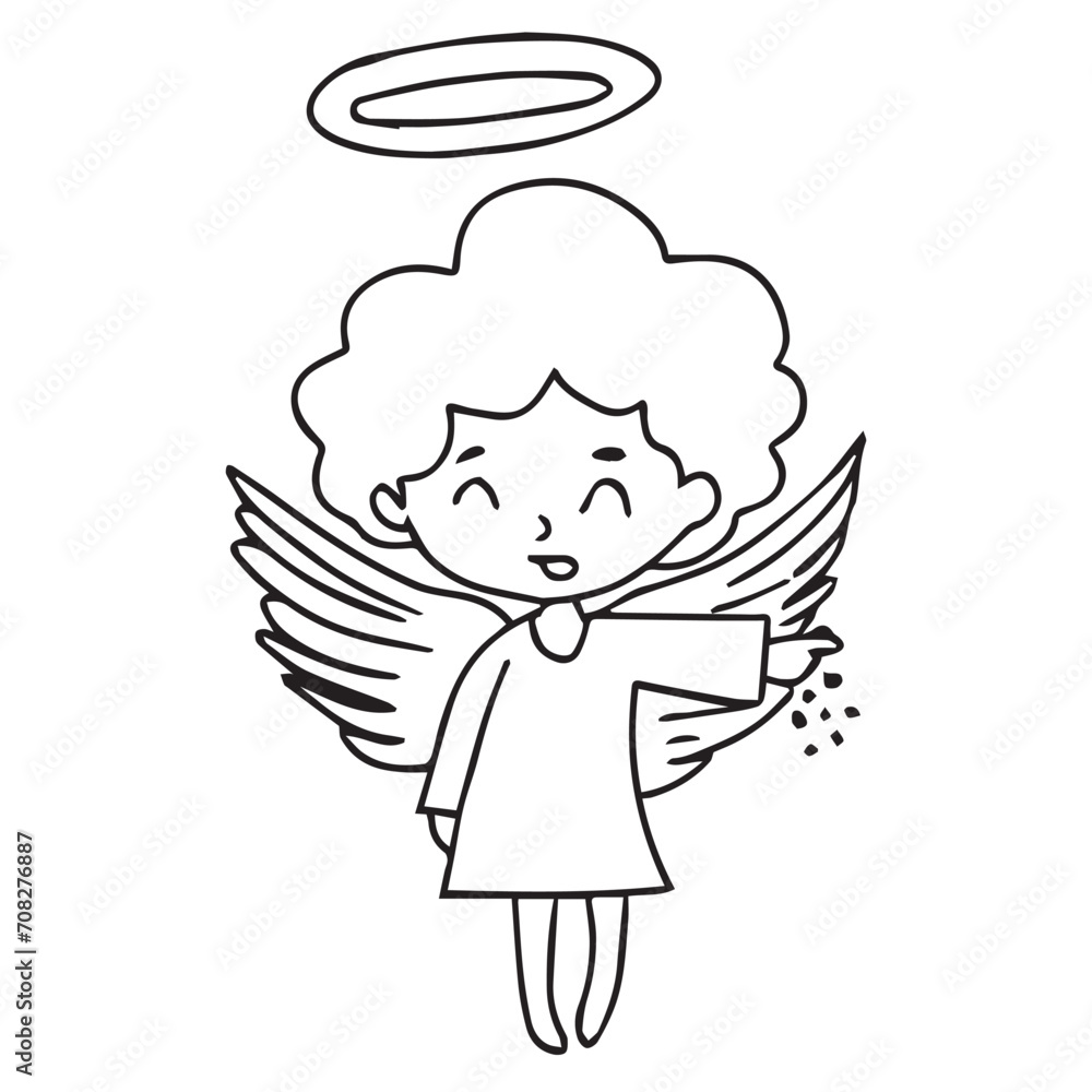 Obraz premium Hand drawn popular angel and cupid element design. cupid, valentine, love, heart