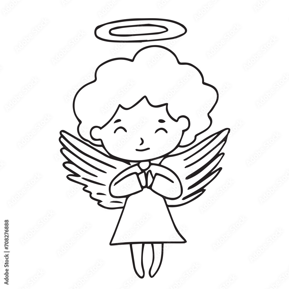 Obraz premium Hand drawn popular angel and cupid element design. cupid, valentine, love, heart