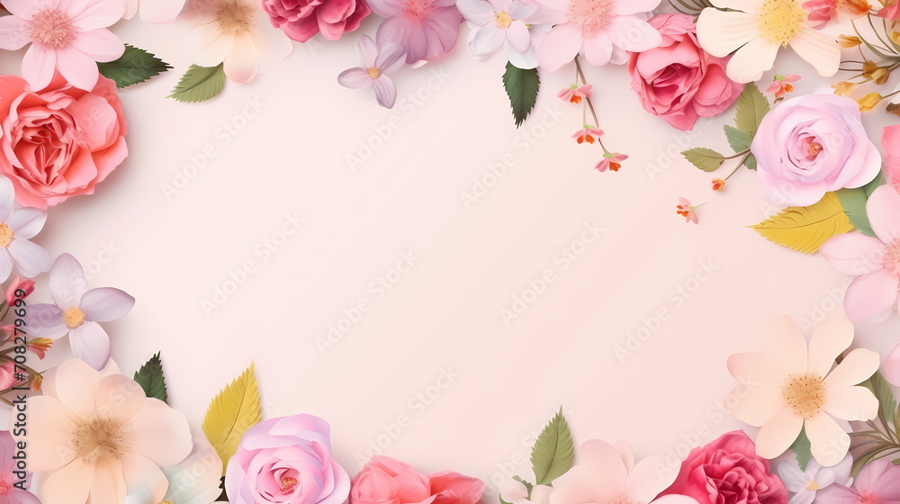 Floral frame with decorative flowers, decorative flower background pattern, floral border background