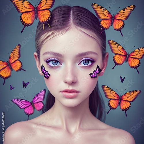 girl with butterflies