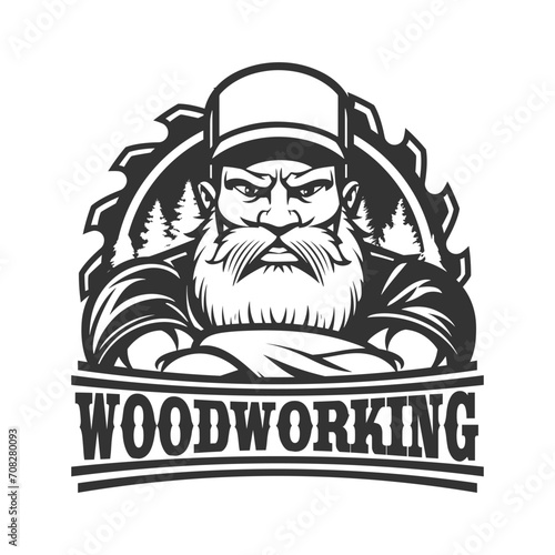 Woodworking Illustration Clip Art Design Shape. Carpenter Silhouette Icon Vector.