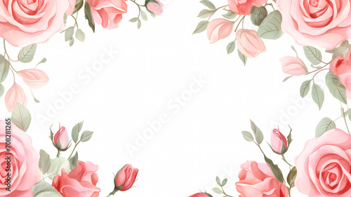 Pink rose flower composition background  decorative flower background pattern  floral border background