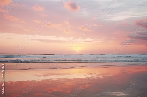 Footprints in the Sunset  Muted Tones of Tranquil Beach Serenity  a sense of calmness  with gentle waves  pastel colors  and the soothing essence of a coastal twilight 
