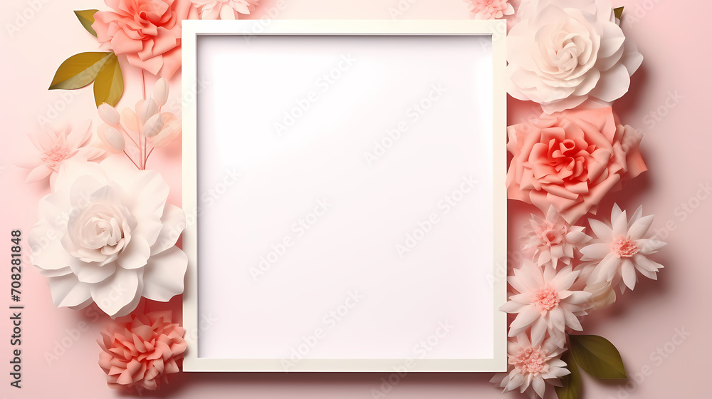 Pink rose flower composition background, decorative flower background pattern, floral border background Pink rose flower composition background, decorative flower background pattern, floral border background