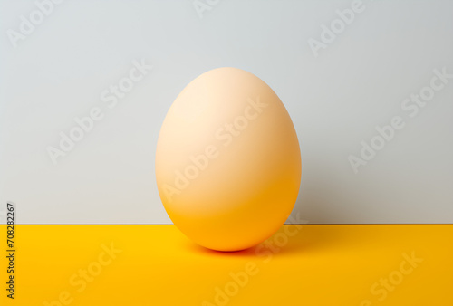 egg on white background.Minimal food concept.Top view,copy space.Generative Ai