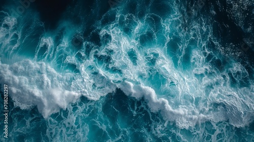 Fotografering beautiful photo of blue water flowing in waves with white foam in a ocean