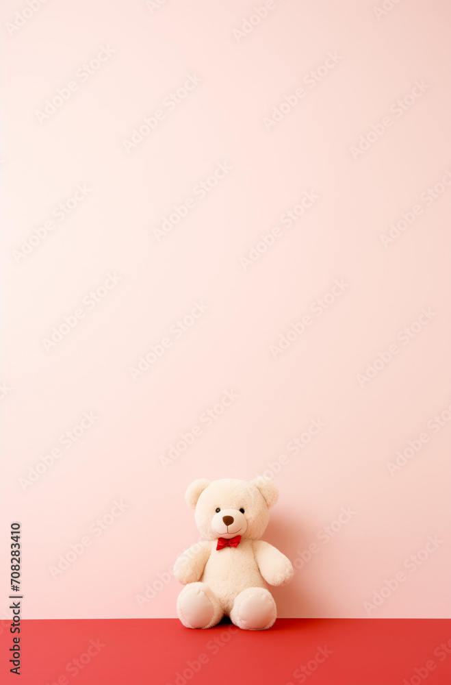 teddy bear on
Two-colored background..Minimal creative toy and advertise concept.Top view,copy space,.Generative AI teddy bear on
Two-colored background..Minimal creative toy and advertise concept.Top view,copy space,.Generative AI