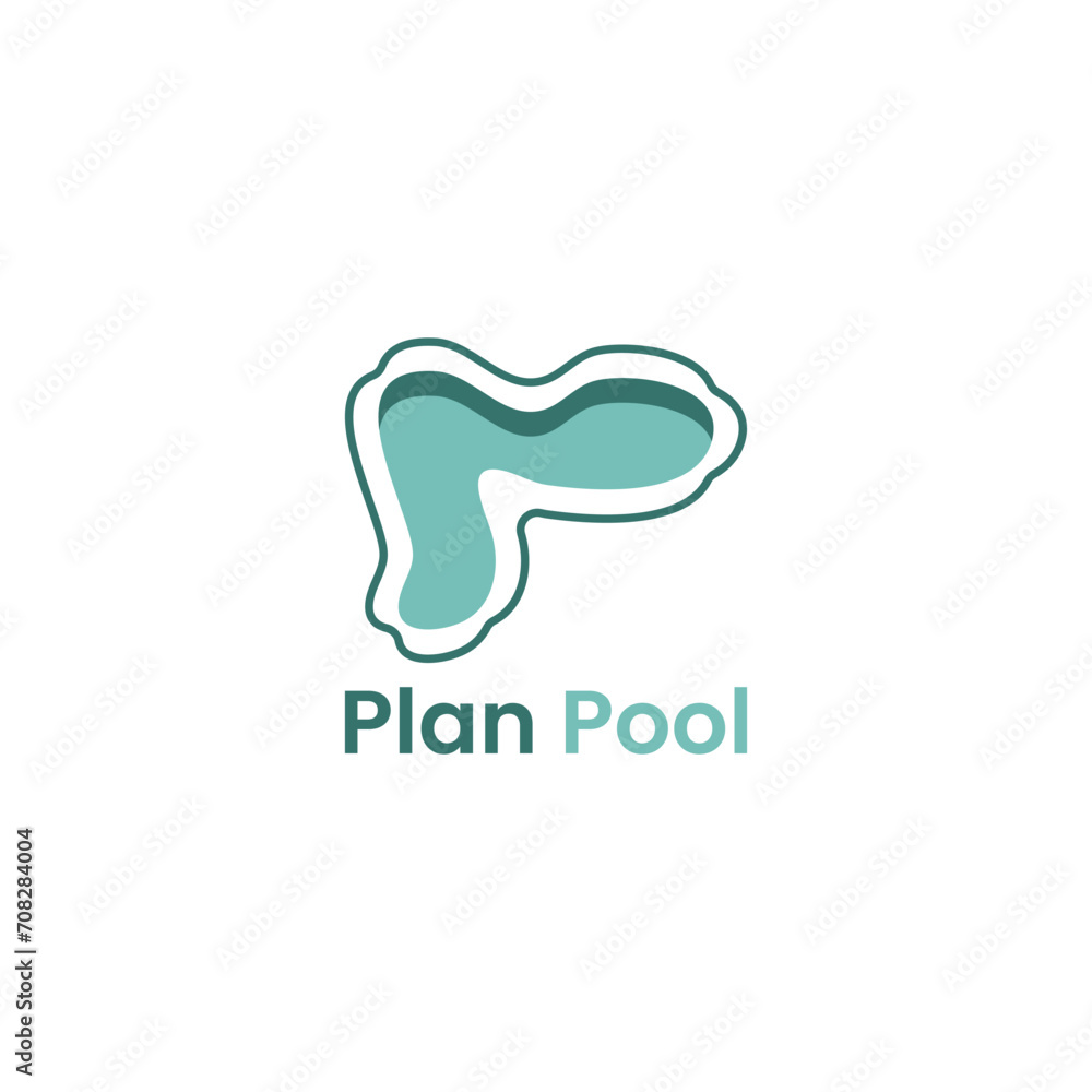 Swimming pool logo in the shape of the letter P. Swimming pool logo in the shape of the letter P.