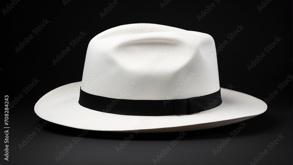 white hat isolated on black background. Mockup white hat isolated on black background. Mockup