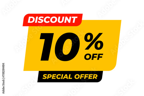 Special offer discounts 10 percent off. Yellow template on white background. Vector illustration