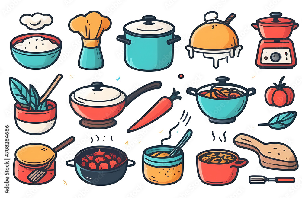 A set of icons on culinary themes on a white background A set of icons on culinary themes on a white background