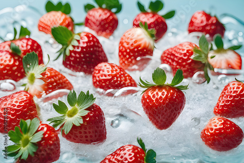 Strawberries Floating in Sparkling Water