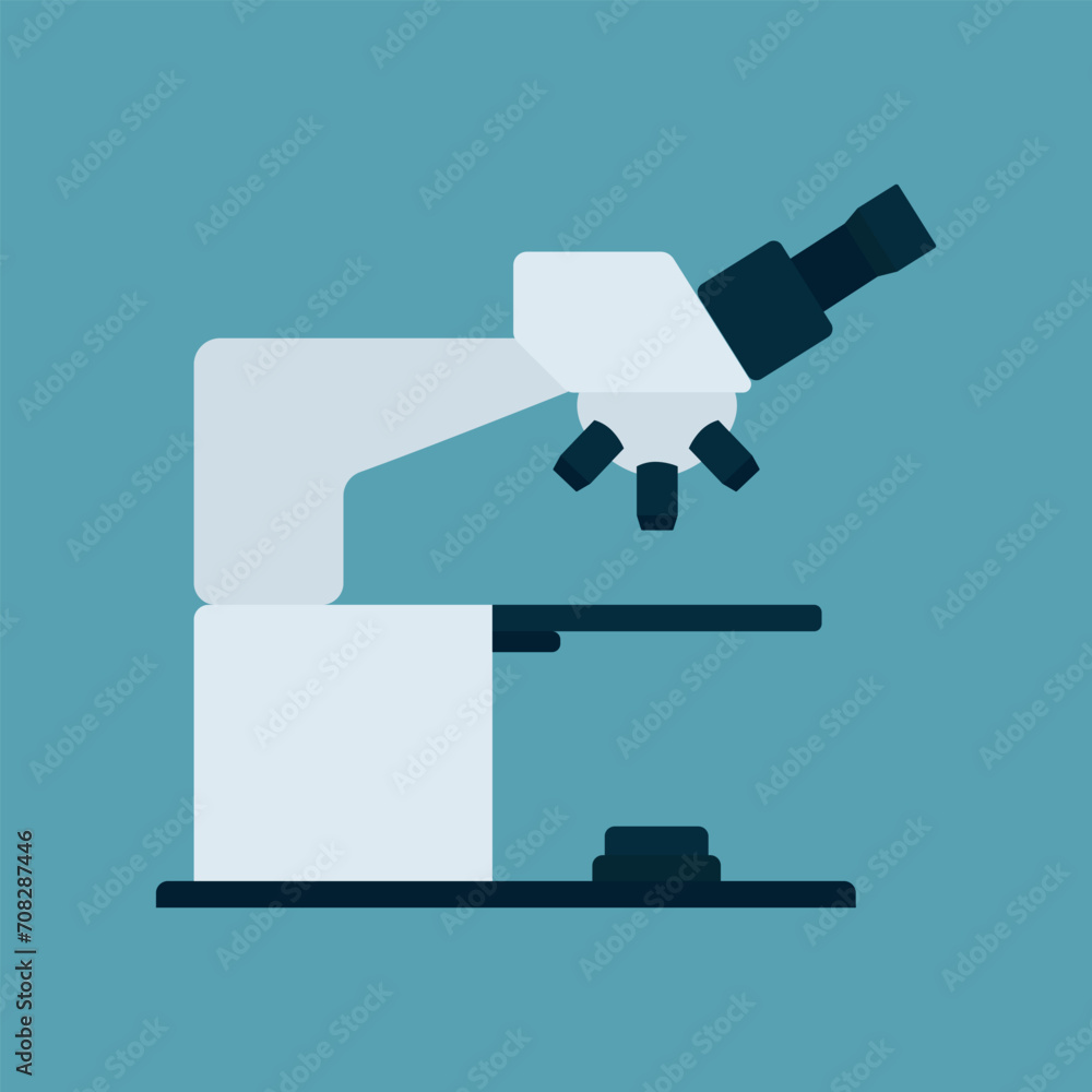 Microscope flat icon on blue background. Flat vector illustration Microscope flat icon on blue background. Flat vector illustration