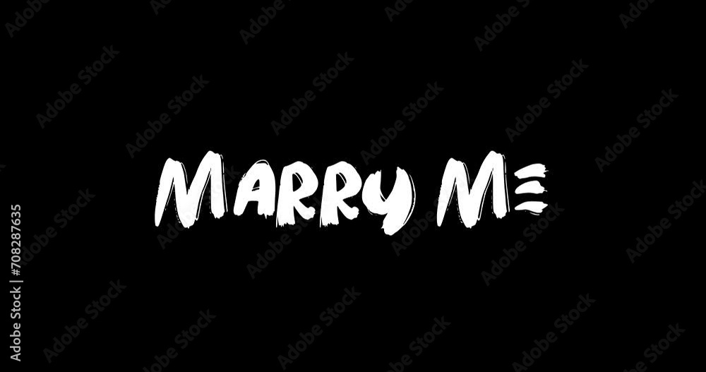 Marry Me-Love Quote Grunge Transition Effect of Text Typography Animation on Black Background 