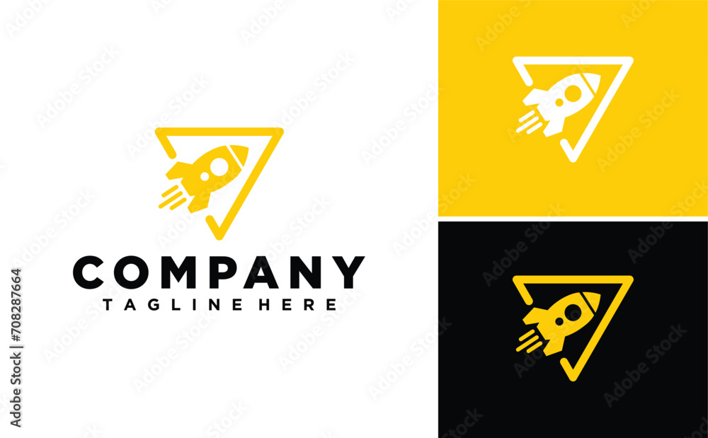 Modern Rocket Shape logo design Modern Rocket Shape logo design