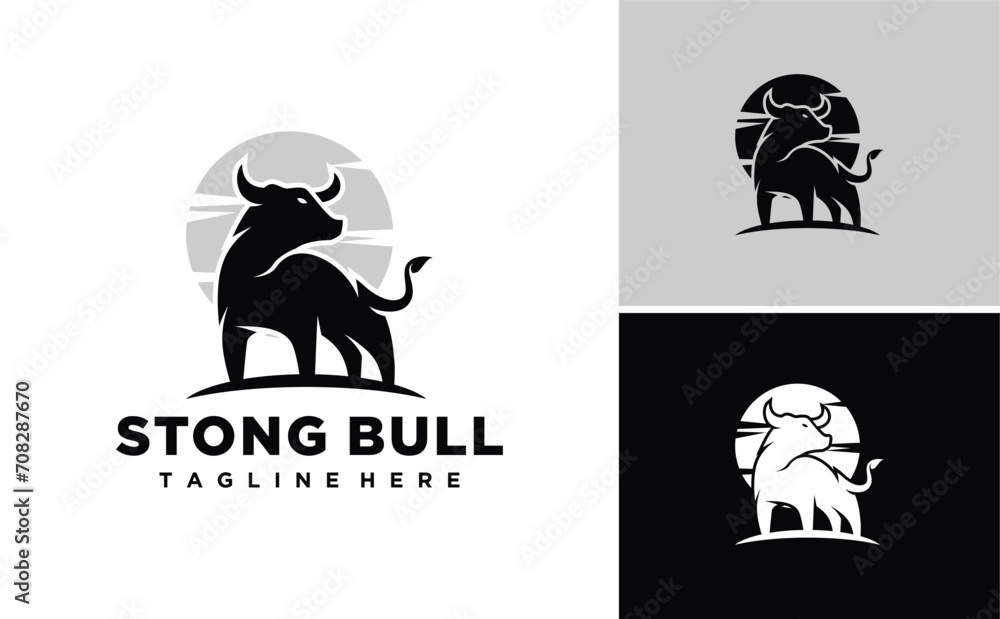 Powerful Bull Logo Design Inspiration Template Powerful Bull Logo Design Inspiration Template