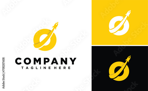 Letter O Initial with Rocket Modern logo design