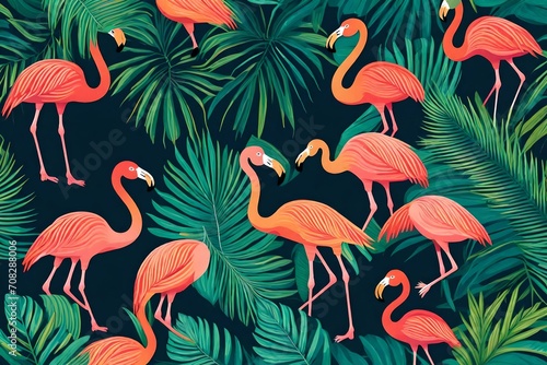 Fototapeta Naklejka Na Ścianę i Meble -  seamless pattern of flamingos