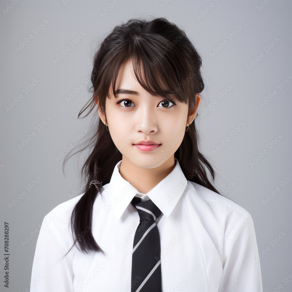 Portrait japanese student, white background Portrait japanese student, white background