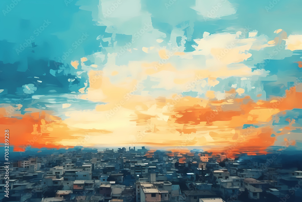 Obraz premium top view of the city under the sky