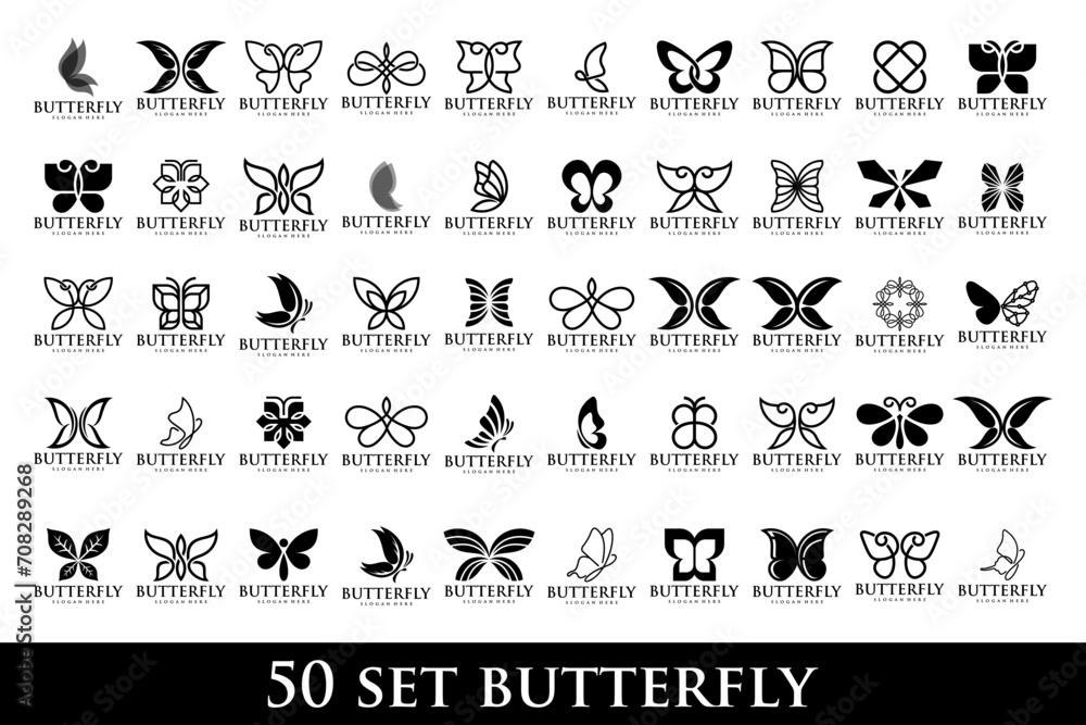 Naklejka premium set of creative abstract butterfly logo design. Vector illustration