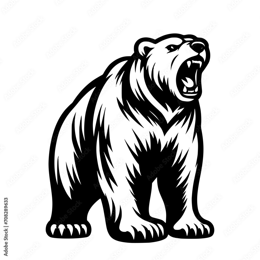 Vector logo of a mad polar bear. Black and white illustration of a roaring grizzly. professional logo for esport, emblem, tattoo. Vector logo of a mad polar bear. Black and white illustration of a roaring grizzly. professional logo for esport, emblem, tattoo.