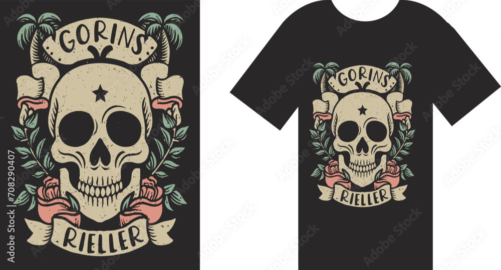 T-shirt design with a skull, showcasing a unique t-shirt design T-shirt design with a skull, showcasing a unique t-shirt design