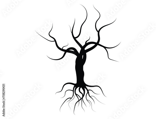 Tree without leaves black silhouette illustration © SISIRA
