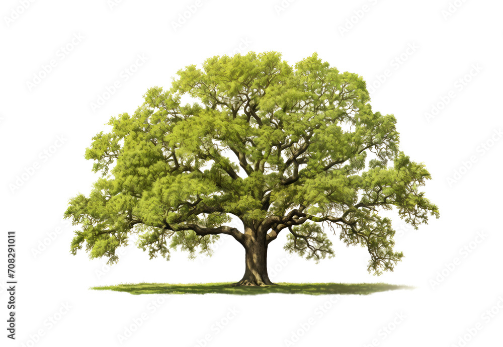A single green tree isolated on a white background A single green tree isolated on a white background