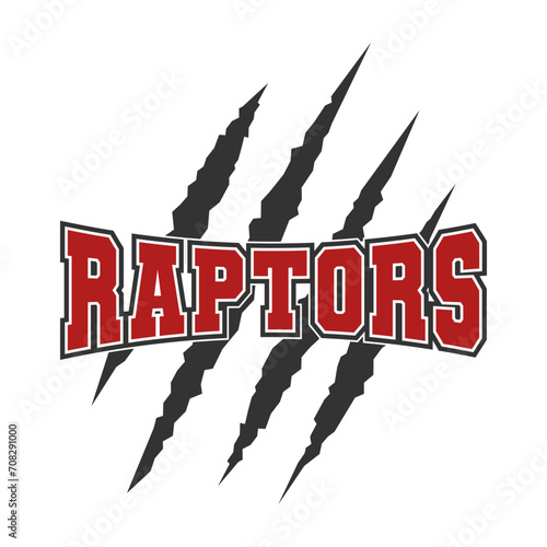 Raptors sport mascot emblem animal scratch claw stripes spirit school team.