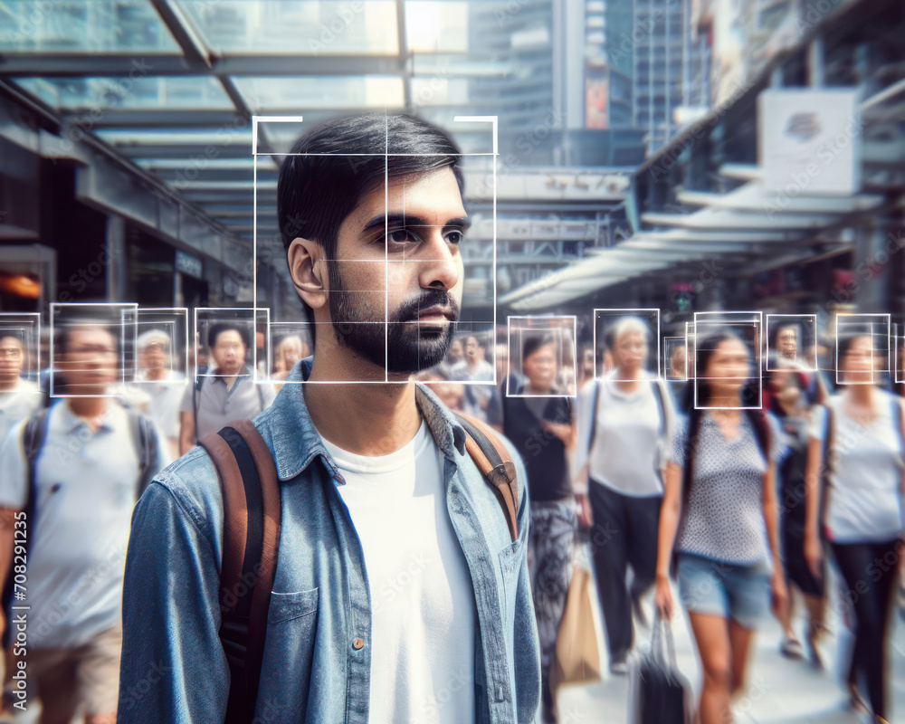 facial recognition of people in the street facial recognition of people in the street