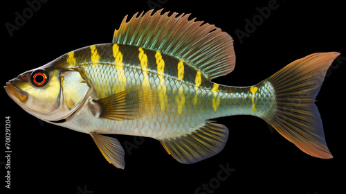 A compressed Cichlid (Altolamprologus compressiceps) is a species of fish. AI Generative photo