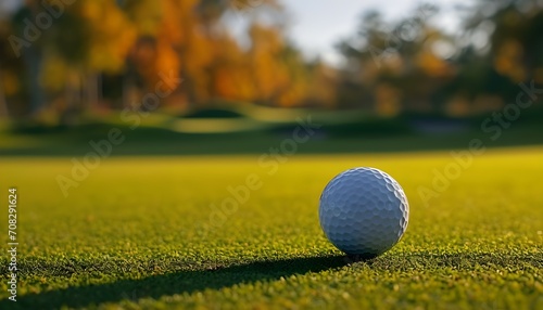 Close up of golfball with golfcourse as background