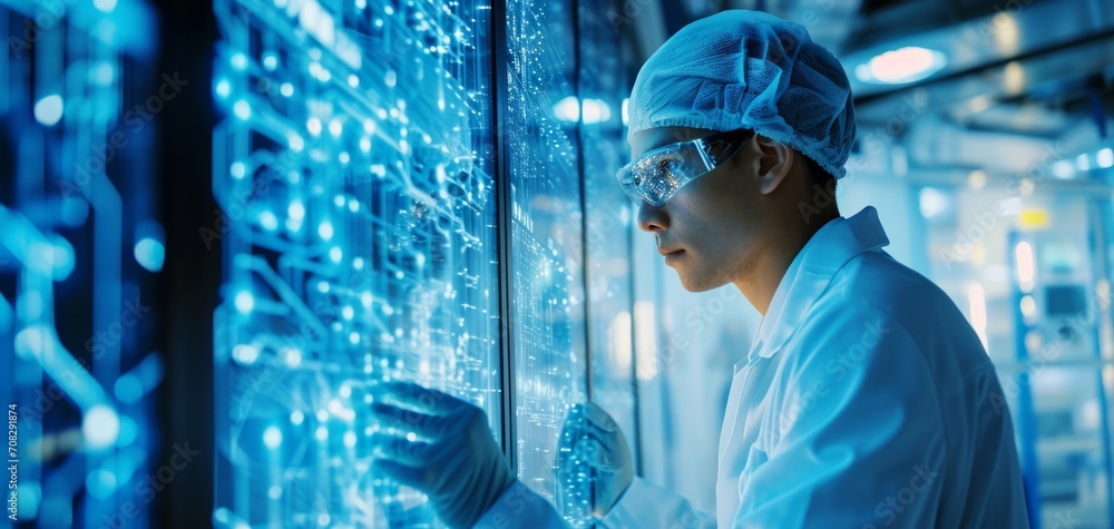 Fototapeta premium Engineer developing innovative technology by AI generate.