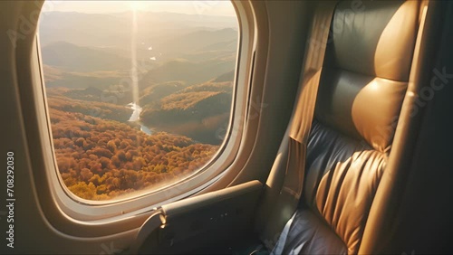 Settle into your comfortable private jet seat and peruse the inflight magazine as you take in the stunning scenery outside. The window offers a stunning view of rolling hills covered in autumn